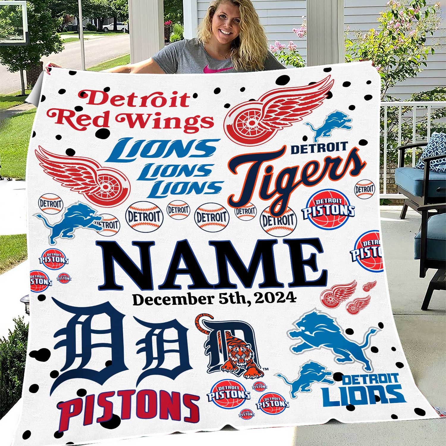 Custom Detroit Sports Blanket