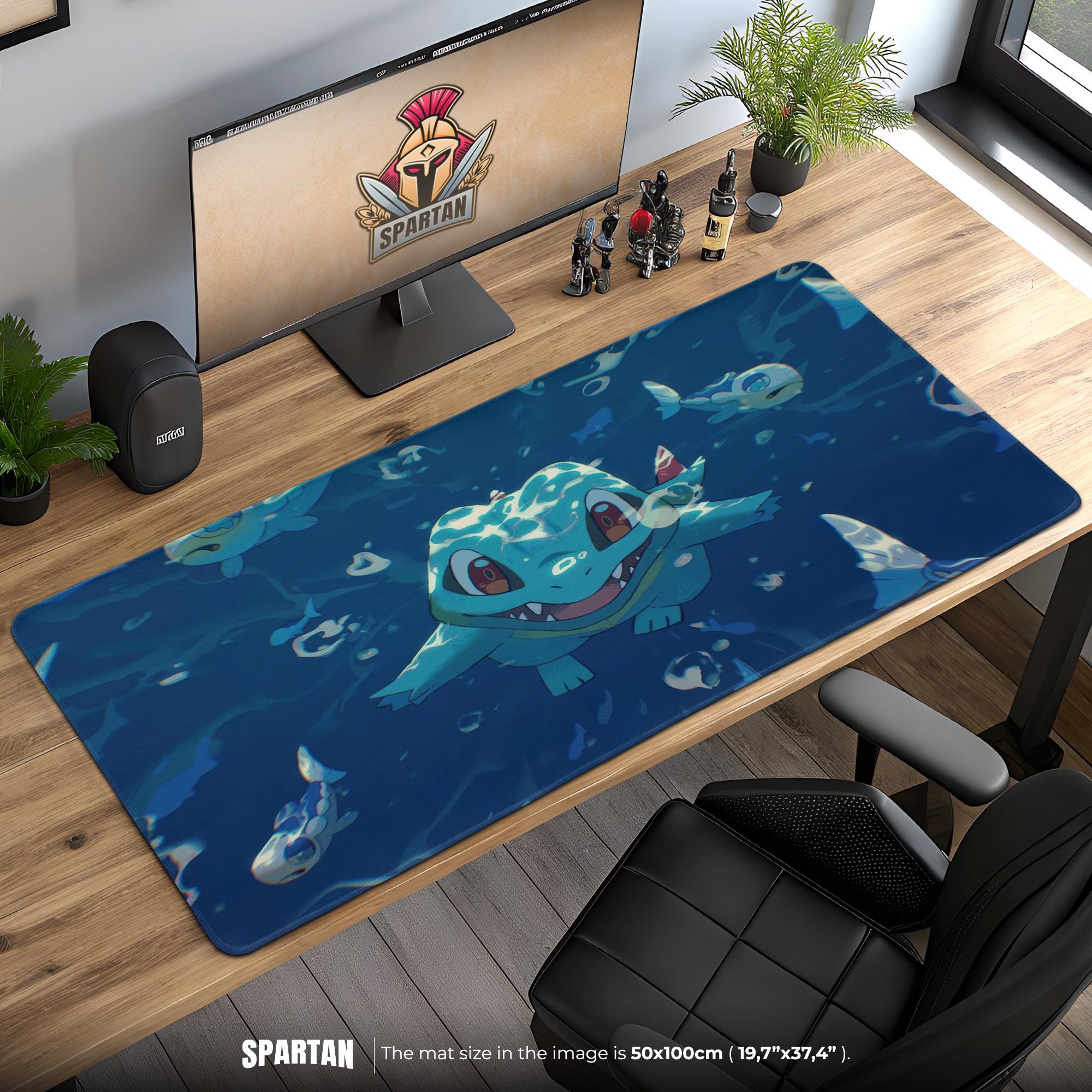 Totodile Poket mons Desk Mat - Water Type Gaming Desk Mat for Trainers and Collectors