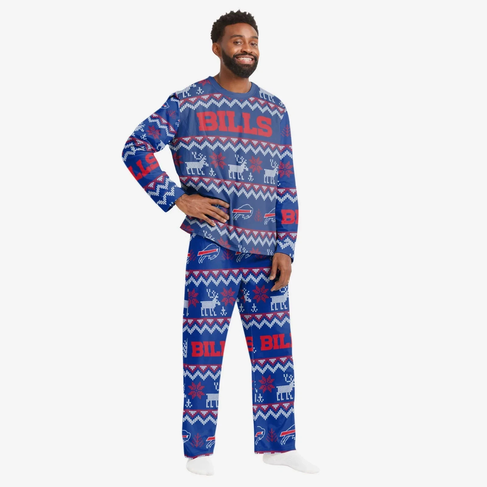 Buffalo football Men's Crewneck Holiday Pajama Set