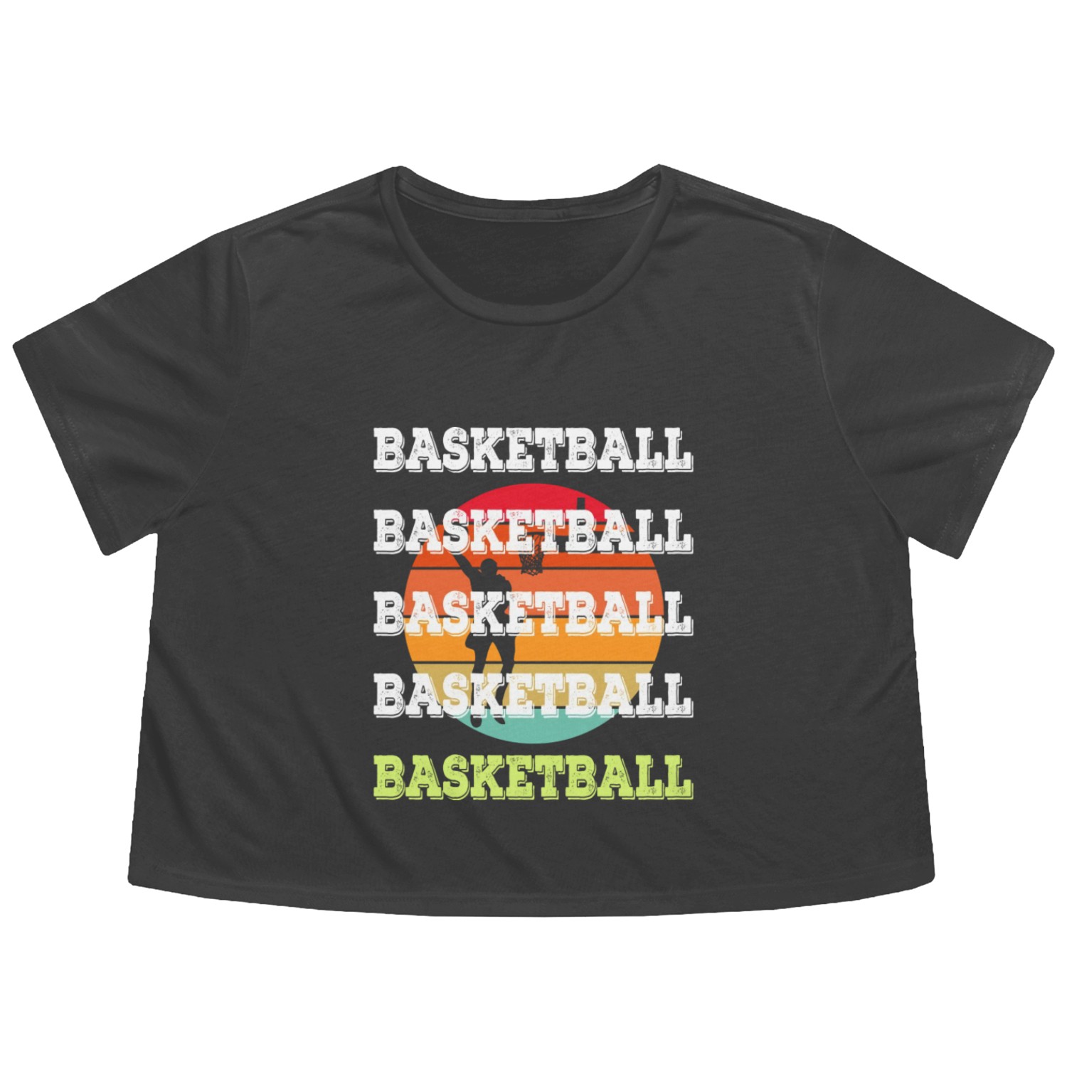 Basketball Lover Vintage Sports Design Flowy Cropped Tees