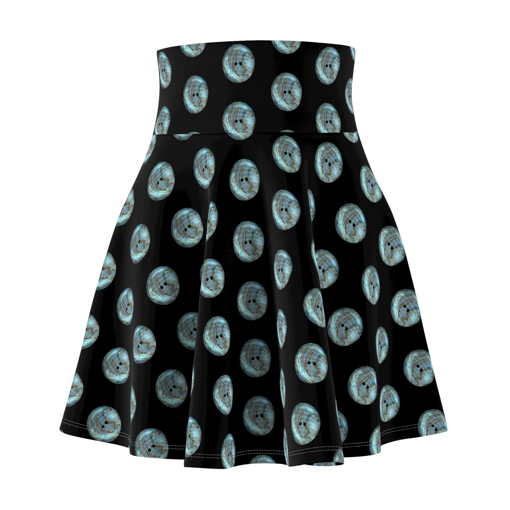 Abalone button Women's Skater Skirt (AOP)