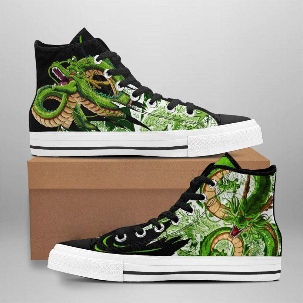 Green Dragon High Top Sneakers, Mythical Dragon Shoes