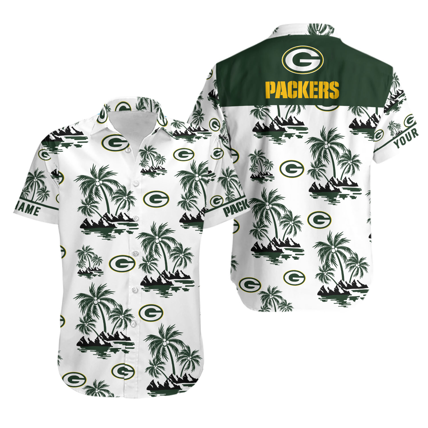 Custom Green Bays Team Packers Palm Tree Hawaiian Shirt
