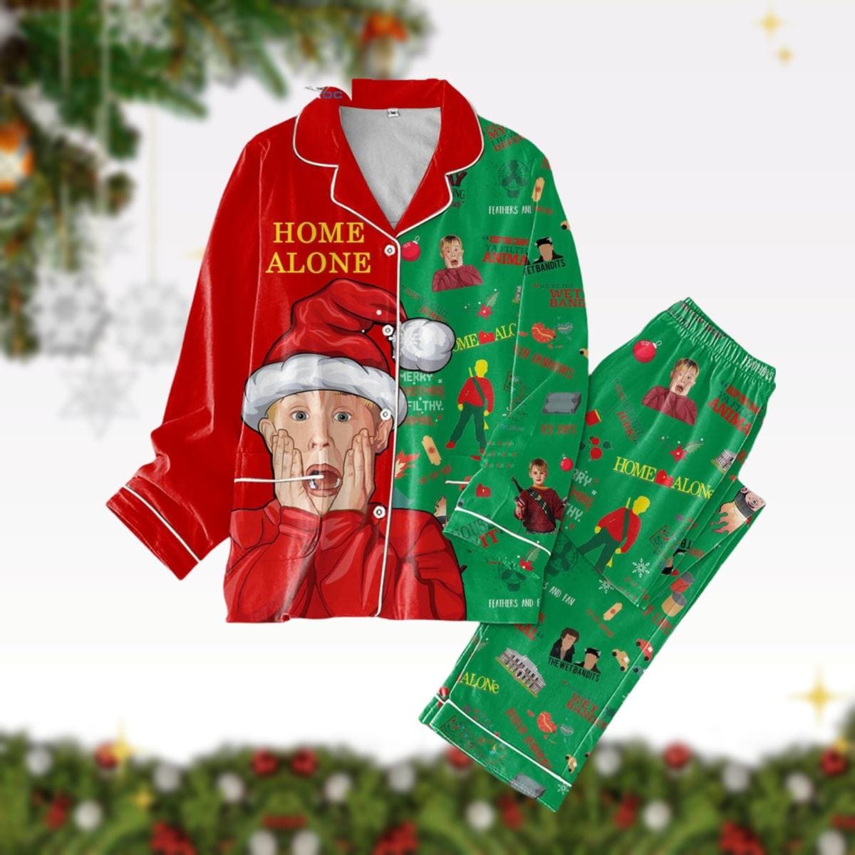 Home Alone Movie Christmas Pajamas, Ya Filthy Animal Pj Set, The Boys Of Winter Pajamas Pants, Kevin McCallister Santa Hat Xmas Pajamas