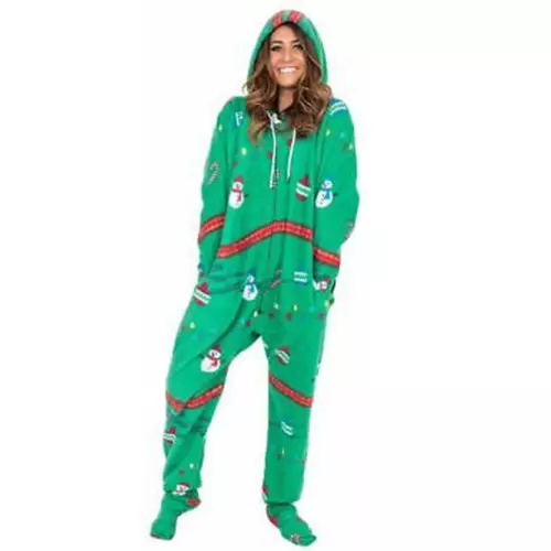 Snowmen with Lights Hooded Jumpsuit | Adult Jumpsuit | Adult Onesie