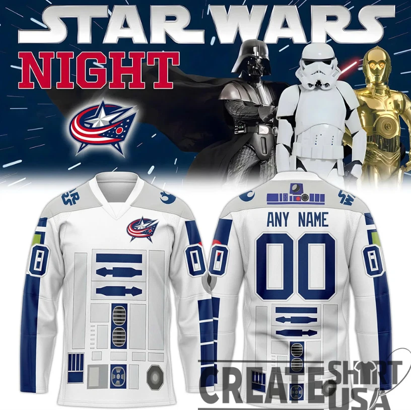 Custom Columbus Blue Jacket X Star Wars Night Hockey Jersey