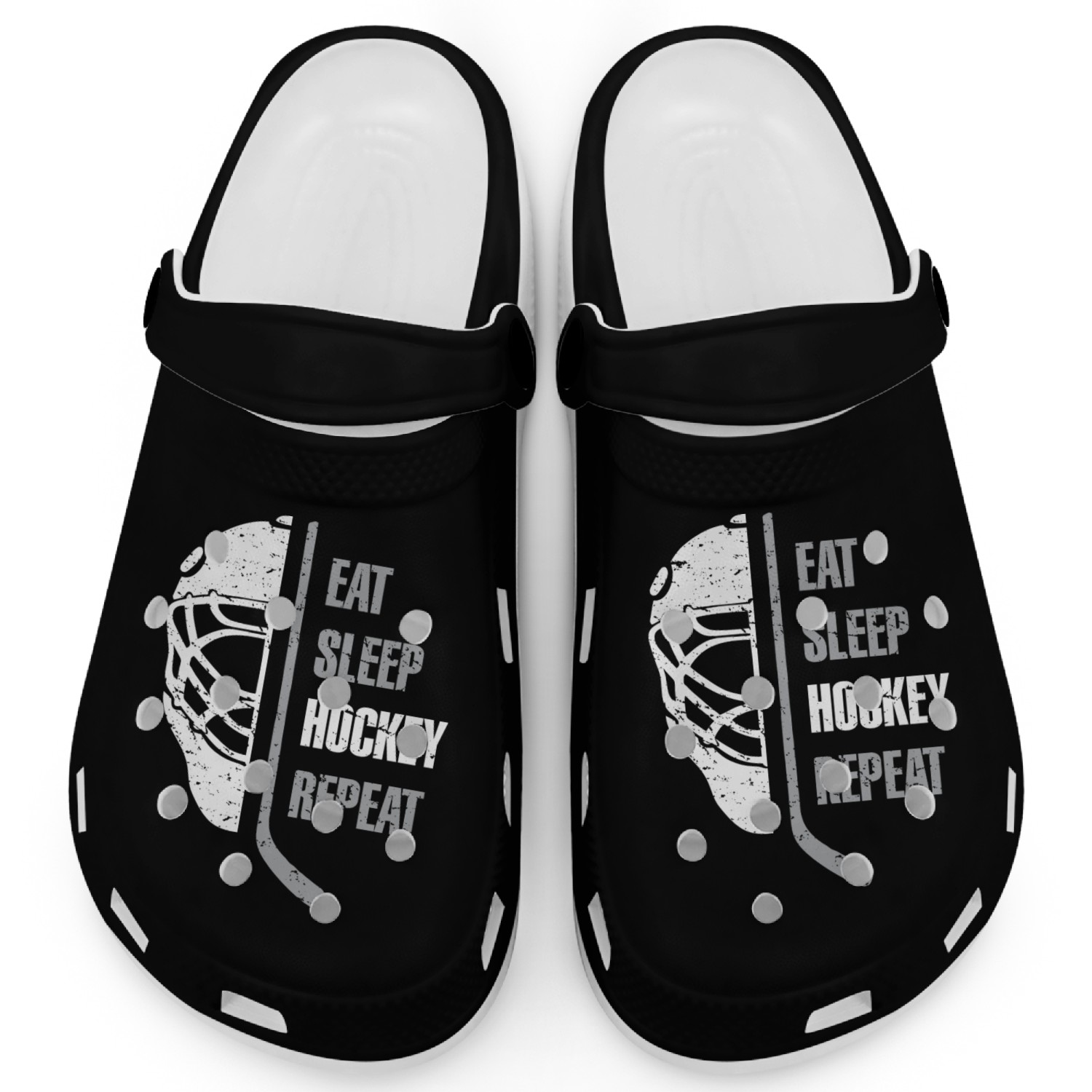 Eat Sleep Hockey Repeat Christmas Gift Kid Teen Ad Clogs