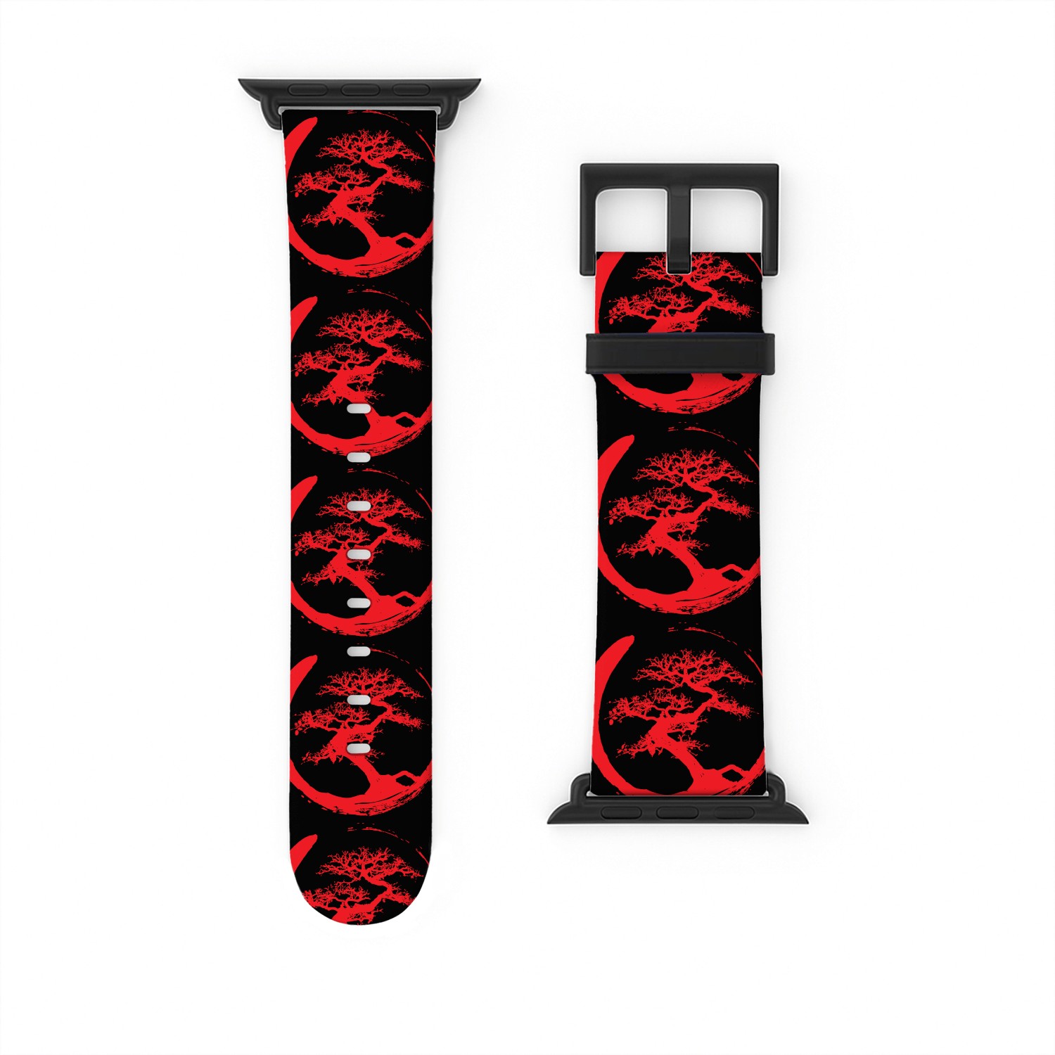 Zen Bonsai Tree in Enso Circle (red) Watch Bands For Apple Watch