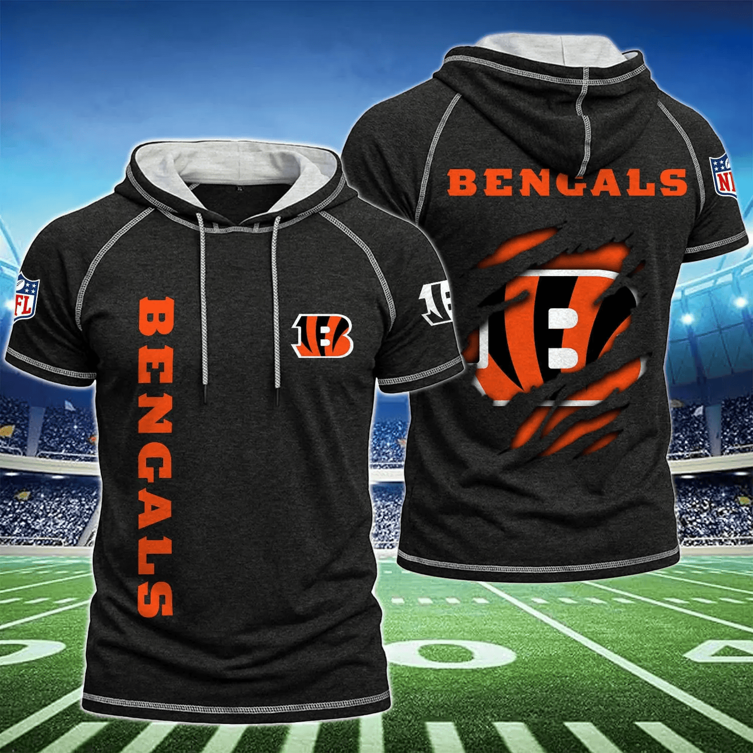 Cincinnati Bengals Men's Hooded Short-Sleeve T-Shirt