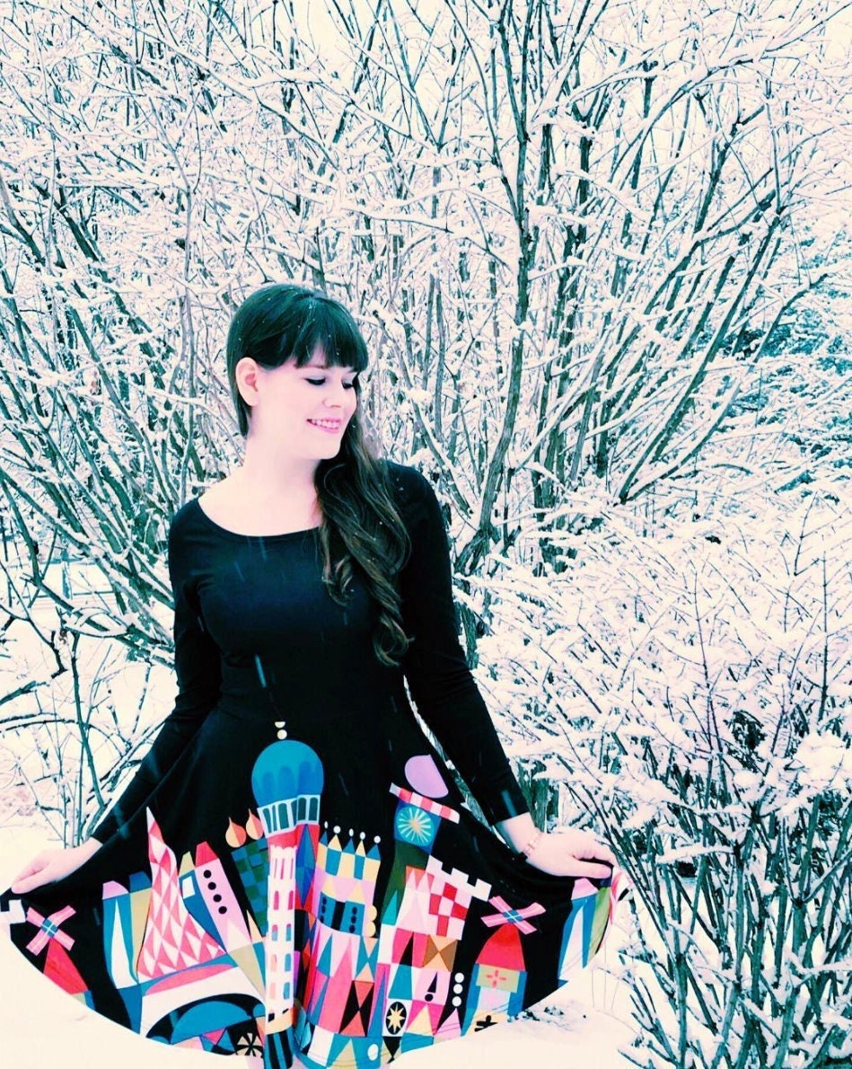 It's A Small World Inspired Long Sleeve Skater Dress