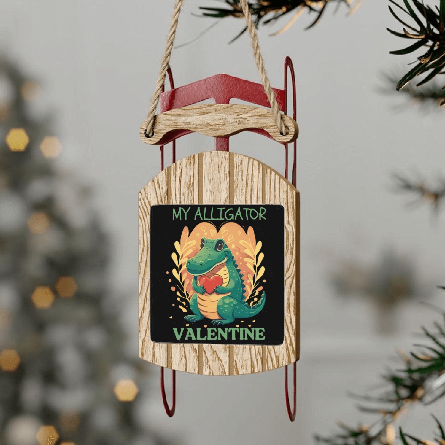 My Alligator Valentine Sled Ornaments