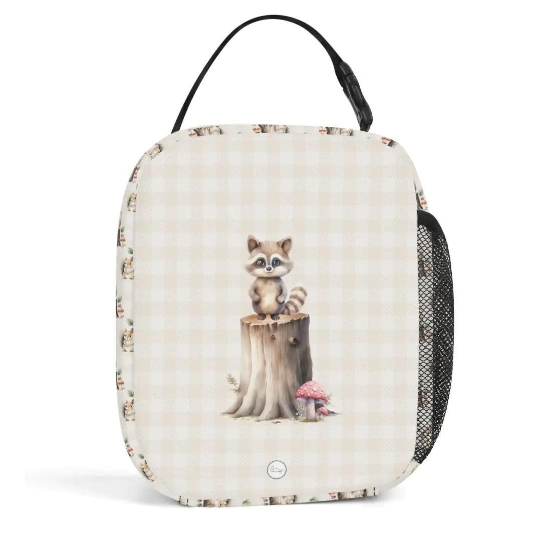 Custom Name Lunch Bag for Kids with Woodland Animals, Personalized Food Cooler Lunch Bag, Birthday Gift