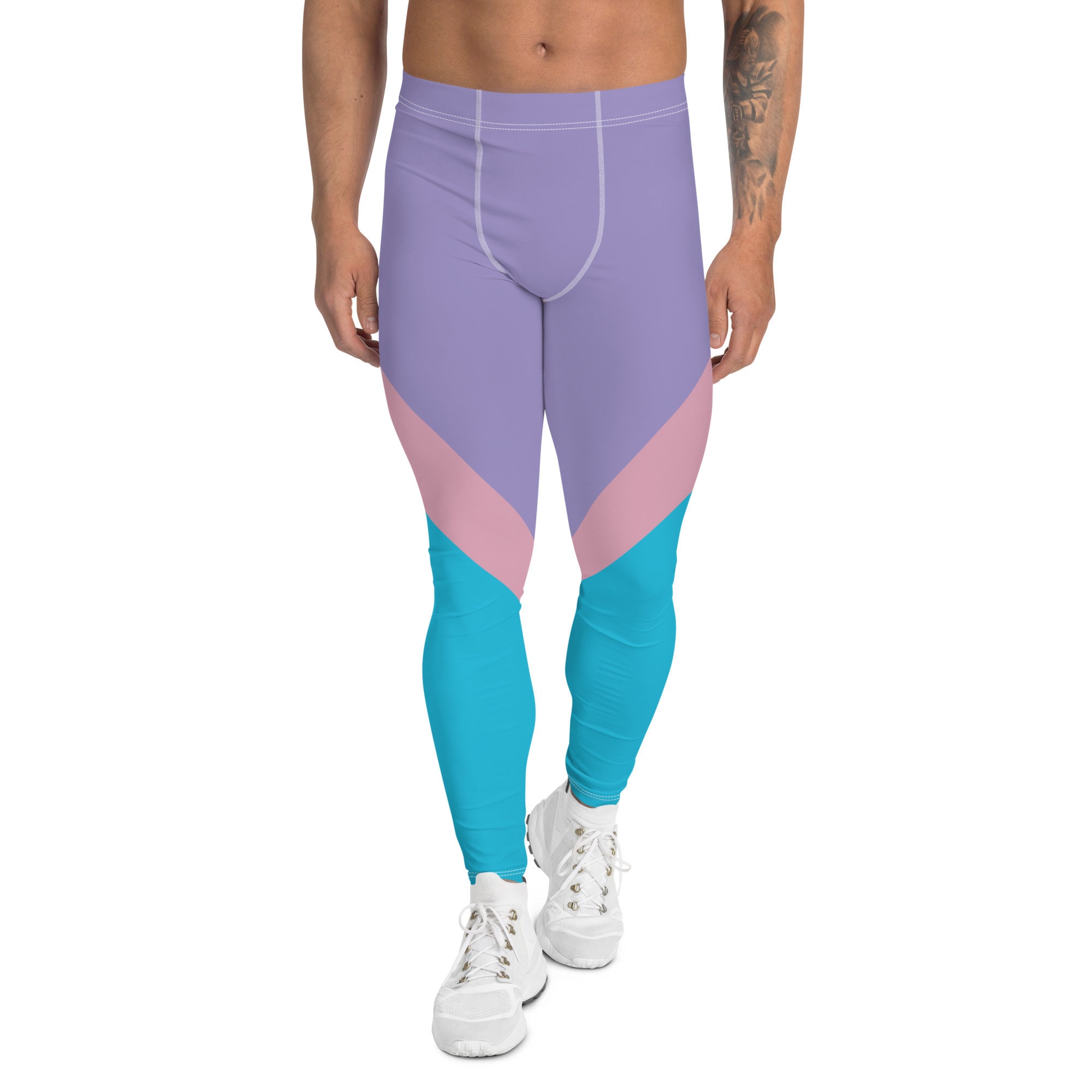 Retro Vintage Color Block Men's Leggings