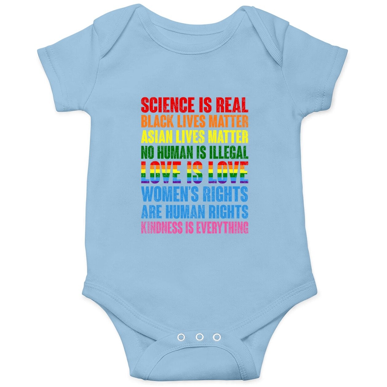 Stop Hate Asian Baby Bodysuit Science Is Real Black Lives Matter