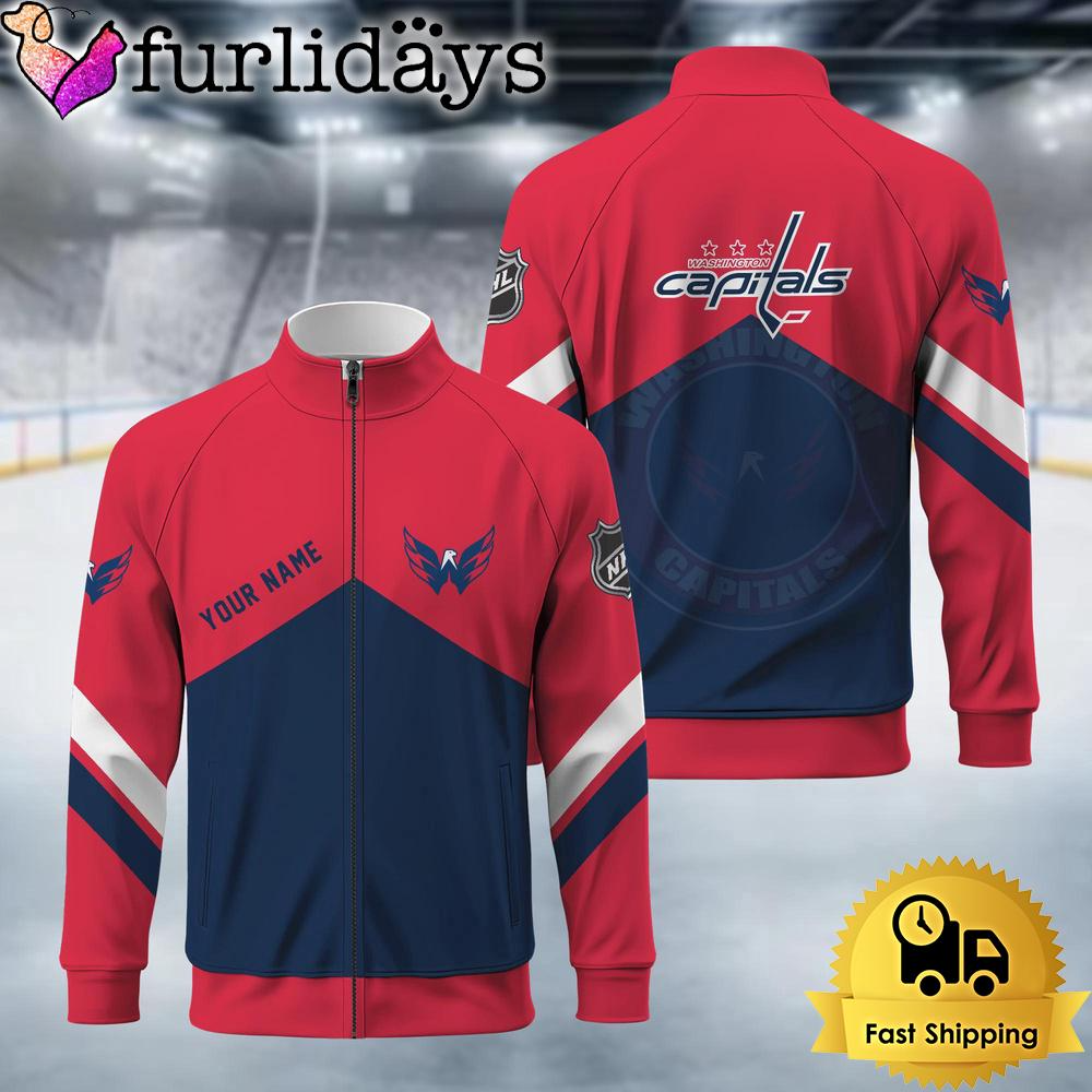 NHL Washington Capitals Logo Custom Standing Neck Zipper Jacket