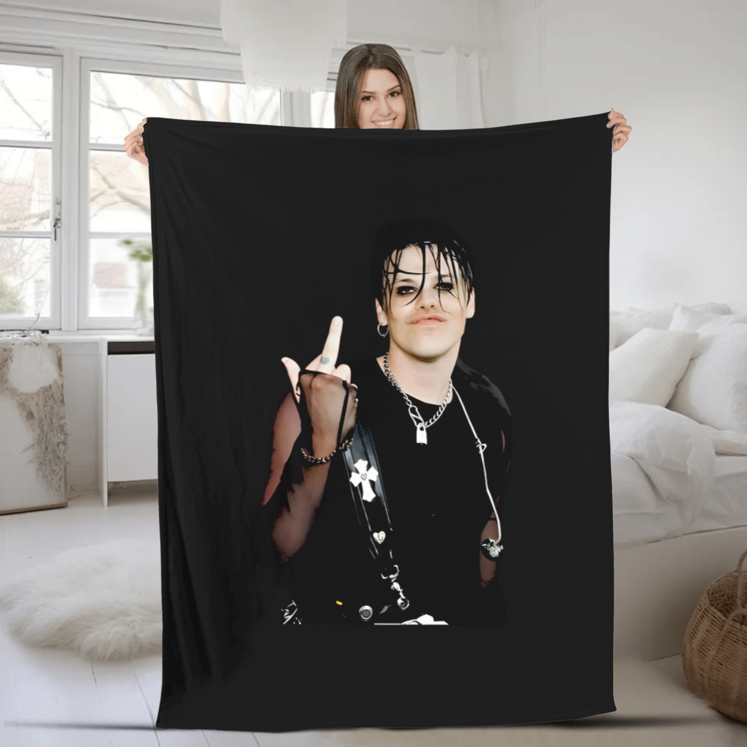 YUNGBLUD Tour 2025 Album Fleece Blankets, YUNGBLUD Self-Titled Graphic Fleece Blankets, Punk Rock Concert Merch, Alternative Fan Gift, New Album IDOLS tour