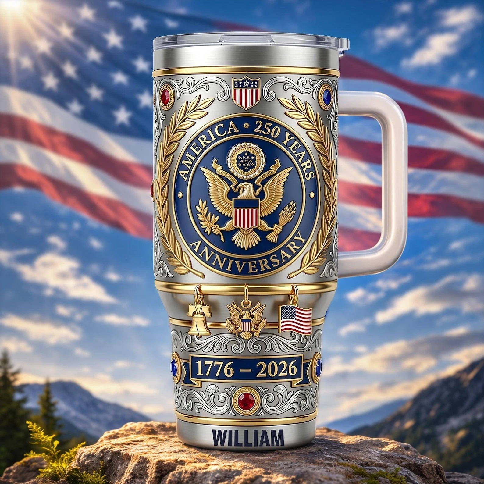 Custom USA 250th Anniversary 1776 2026 40Oz Tumbler, 4th Of July Cup, 250 Years