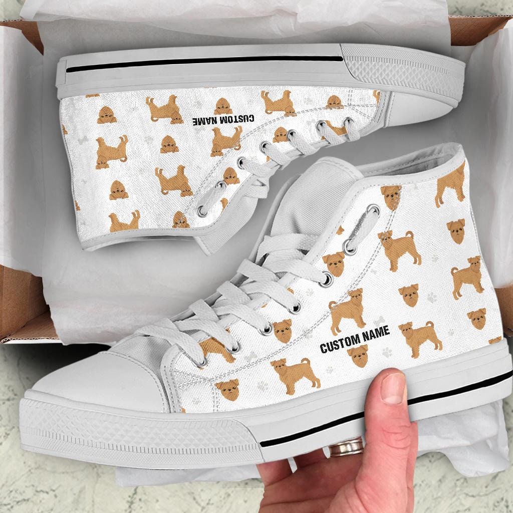 Brussels Griffon Dog Custom Name High Top Sneakers / Griffon Dog High Top Shoes/ Griffon Custom Print Trainers Shoes/ Griffon Owner Gift