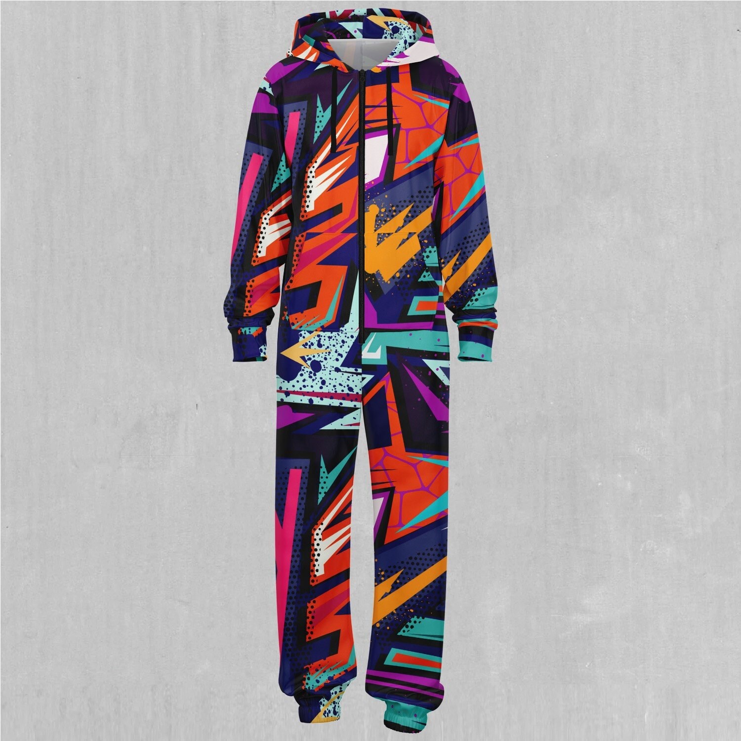 Tectonic Abstract Adult Zip Up Jumpsuit Pajamas