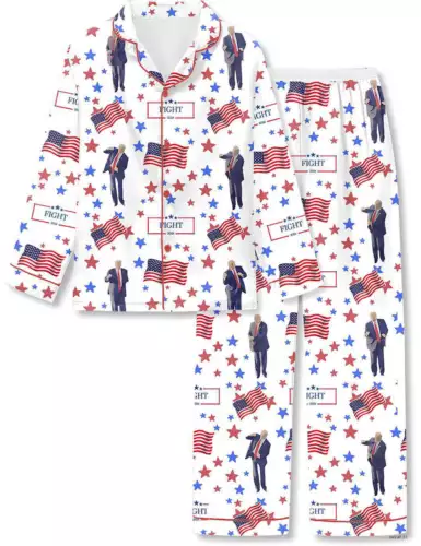 Trump Flag Women's Fight 2024 Long Sleeve Pajama Set