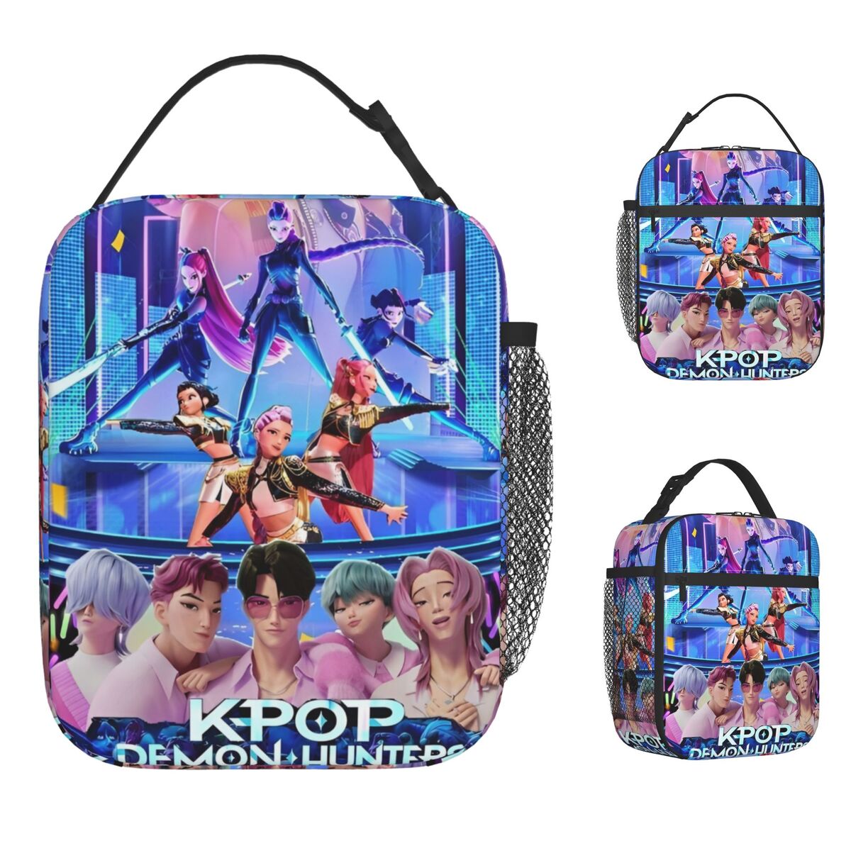 KPop Demon Hunters Kids Lunch Bag Portable Cooler Bag Waterproof Thermal Lunch Box