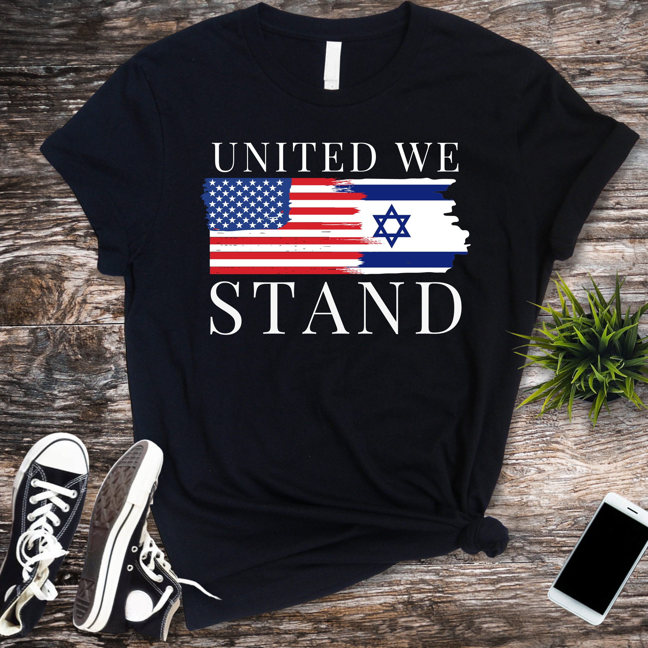 United We Stand With Israel Shirt Support Israel Shirts Israeli American Flag Jewish Shirt Gift