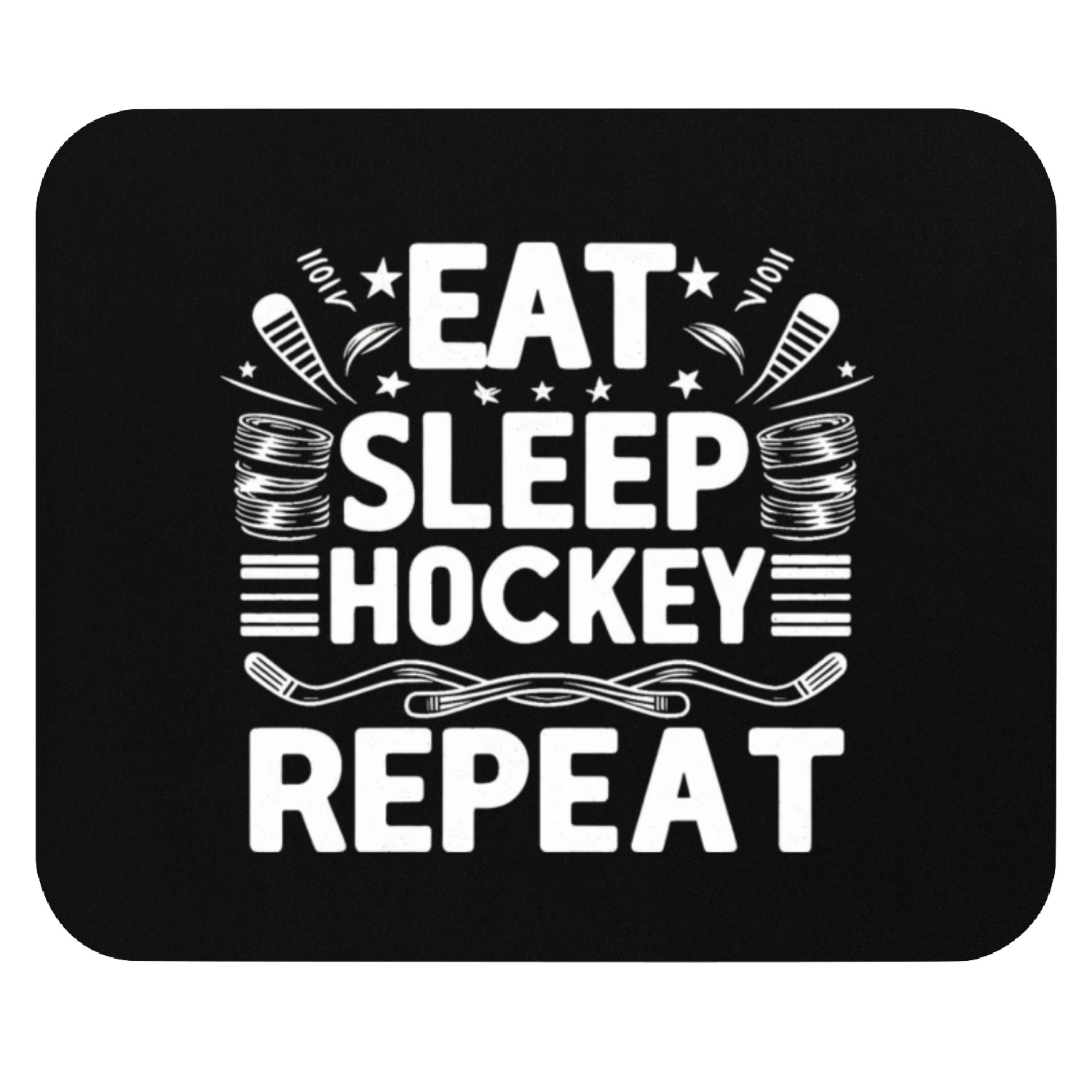Eat sleep hockey repeat men Mouse Pads