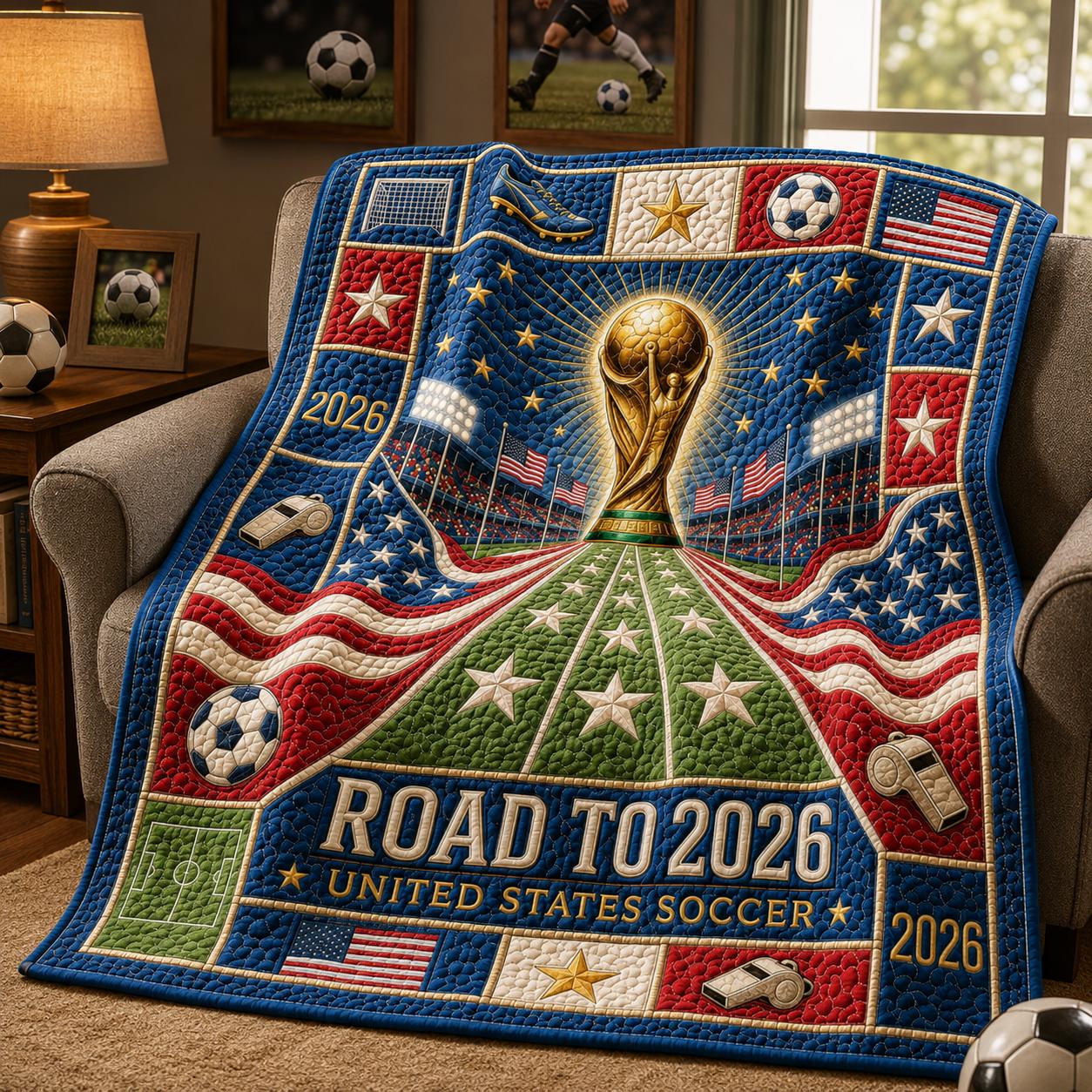 USA Soccer Stadium Blanket, Patriotic Road to 2026 Game Day Decor