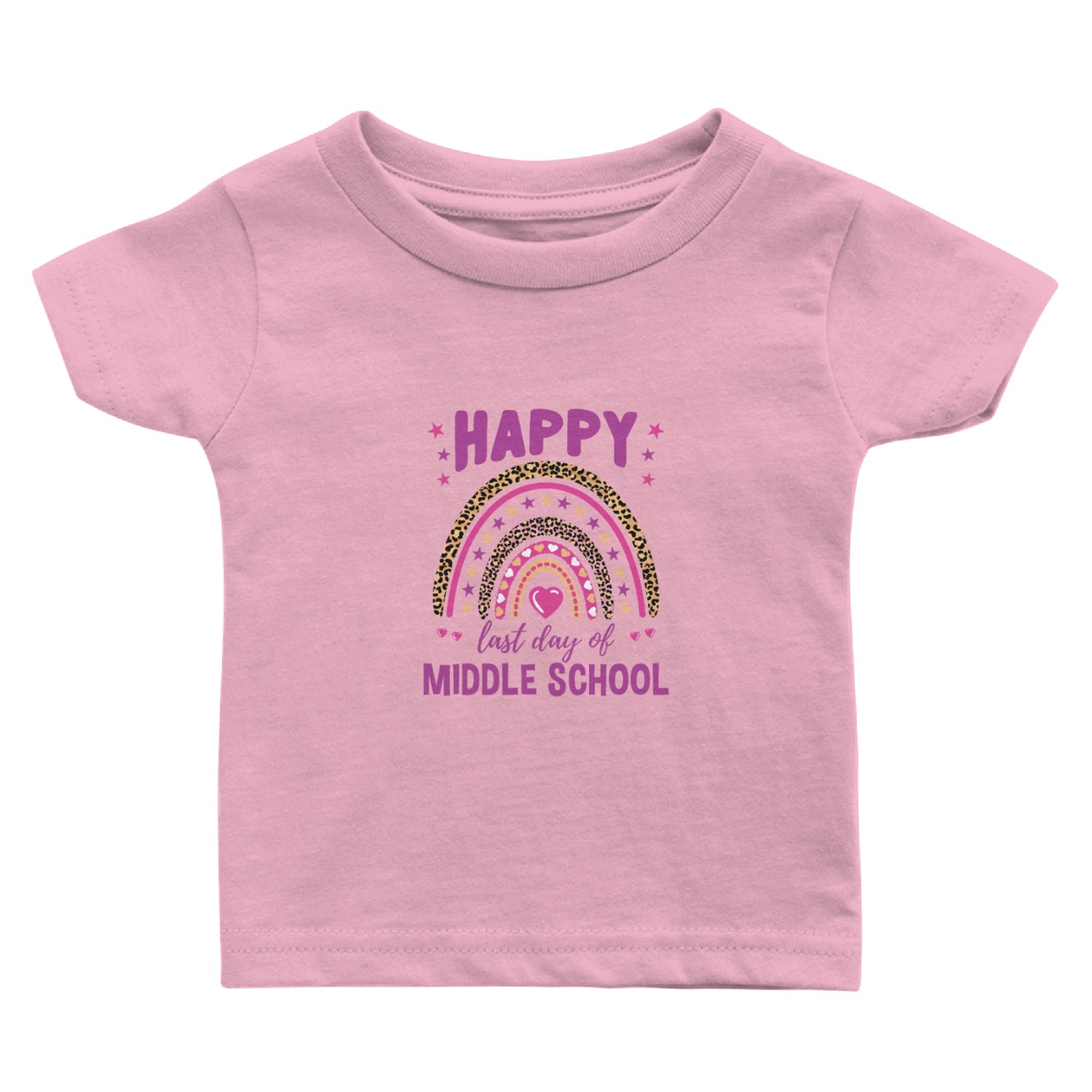 Happy Last Day Of Middle School Leopard Rainbow Baby T Shirts