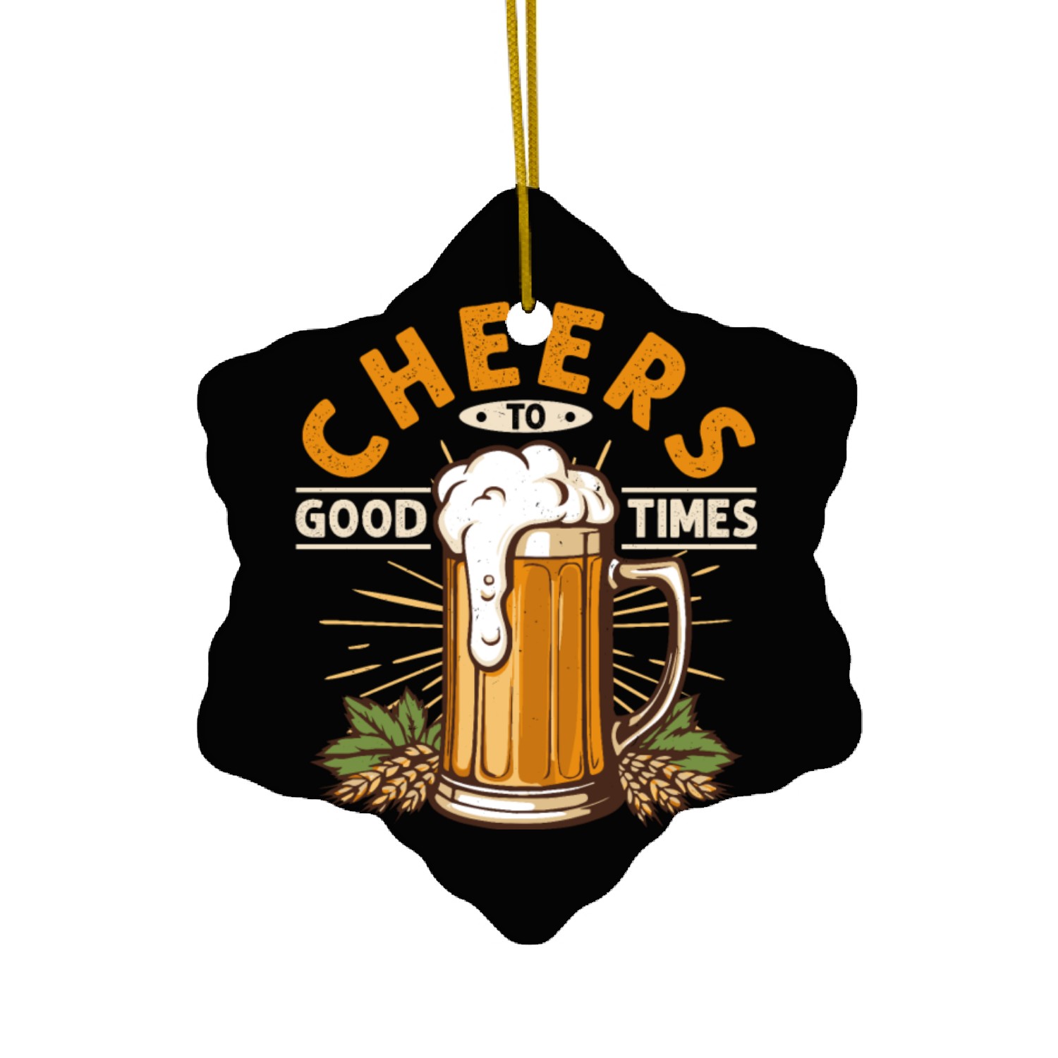 Cheers to Good Times Vintage Retro Beer Mug Ceramic Ornaments