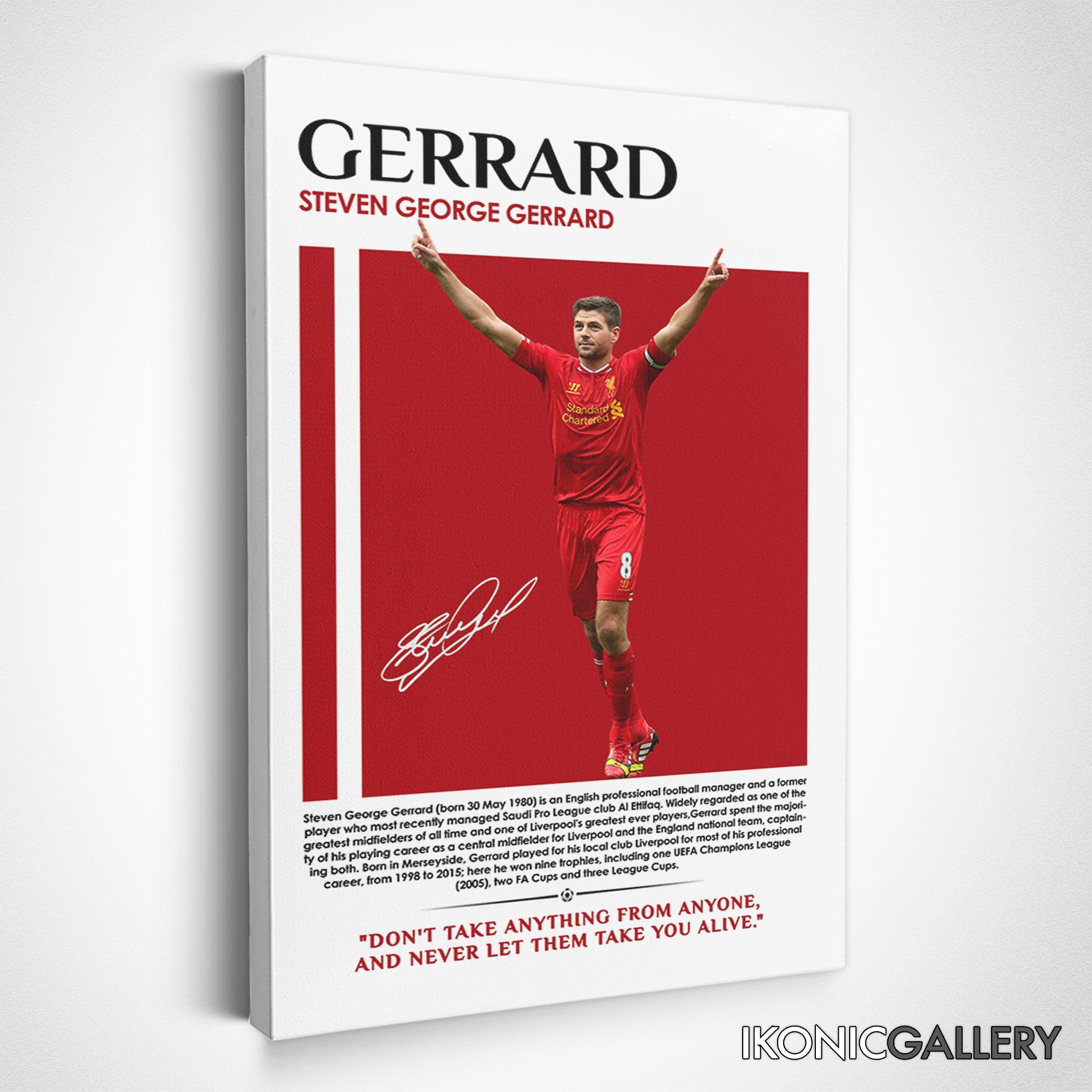 Steven Gerrard Liverpool Legend Canvas Art, Football Player Poster