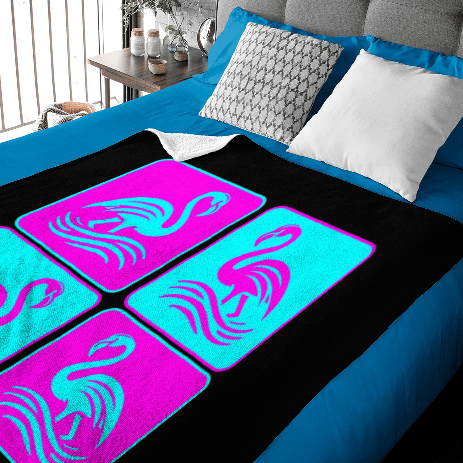 Flamingo Waves Pop Art Baby Blankets