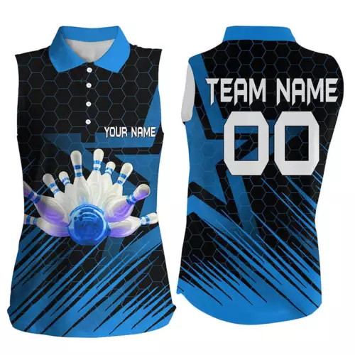 Multi Color Bowling Shirt For Women Custom Sleeveless Polo Bowling 3D Bowling Team