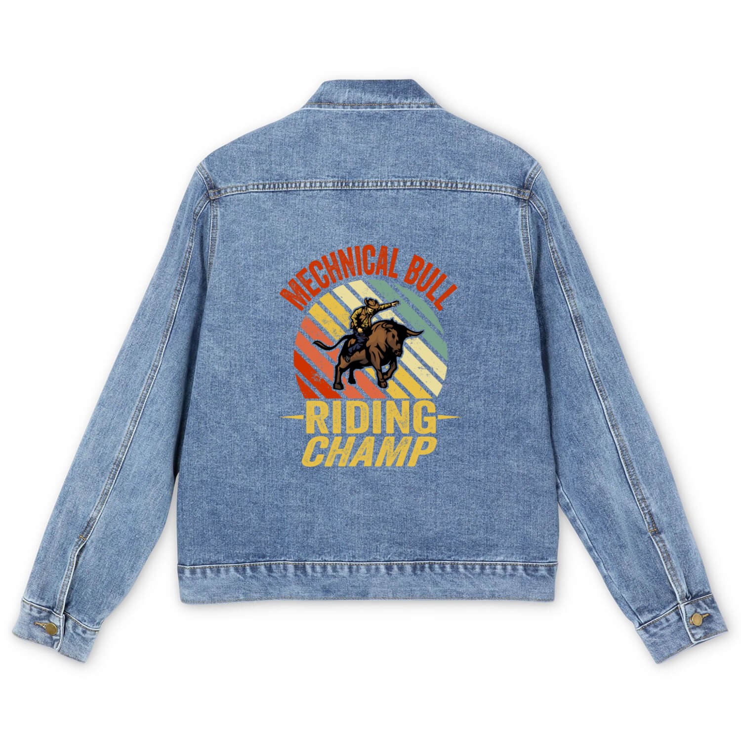 Mechanical Bull Riding Champ Men's Denim Jackets
