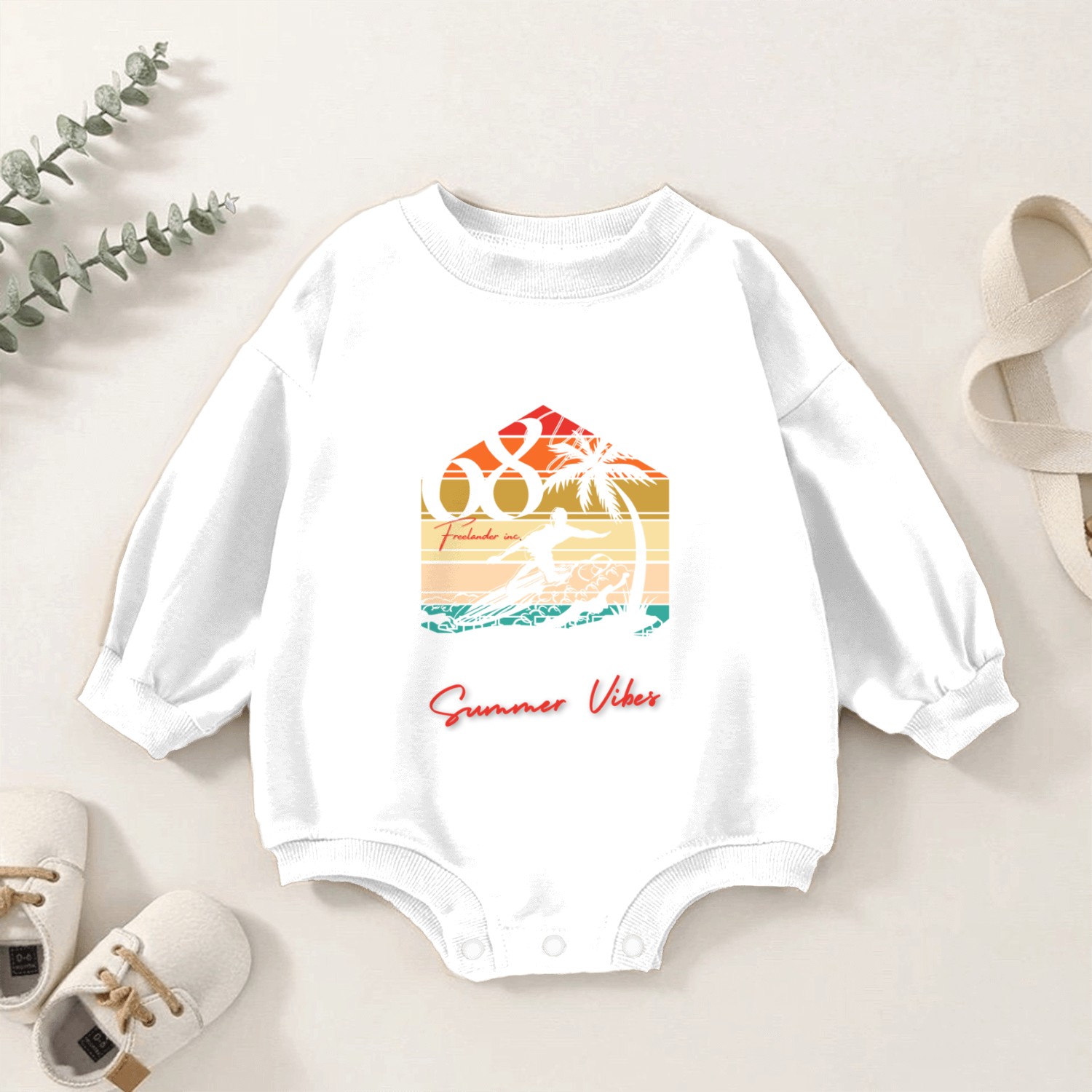 Surfing summer vibes Baby Romper Sweatshirts