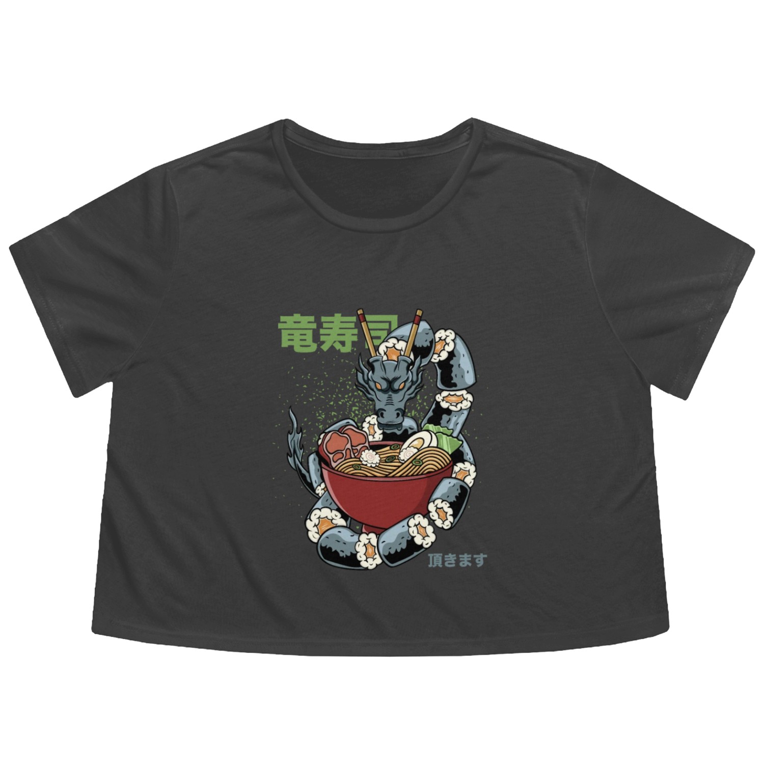 Kawaii Sushi Dragon Roll Japanese Ramen Anime Flowy Cropped Tees