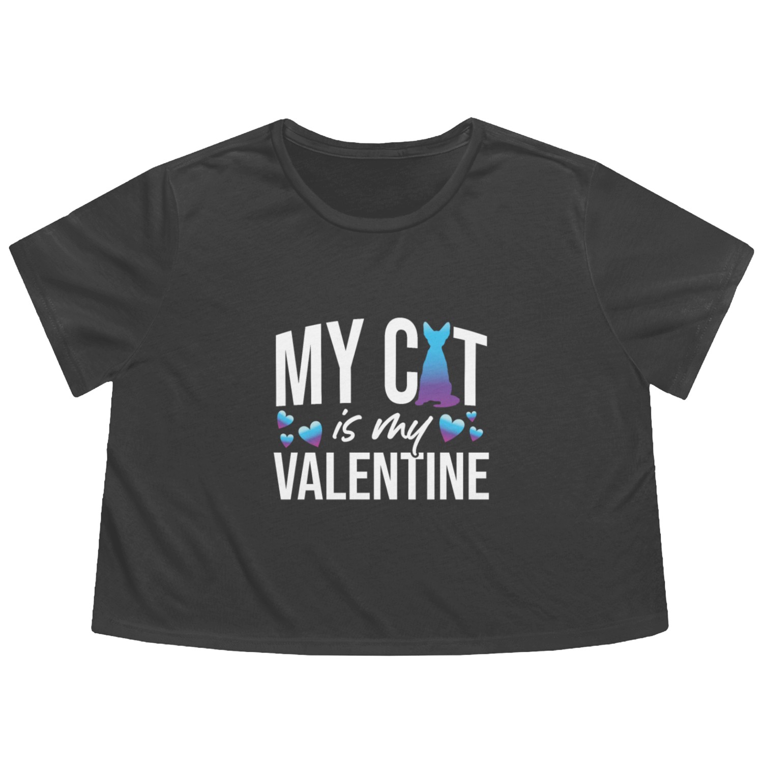 My Cat Is My Valentine Date Cute Kitten Flowy Cropped Tees