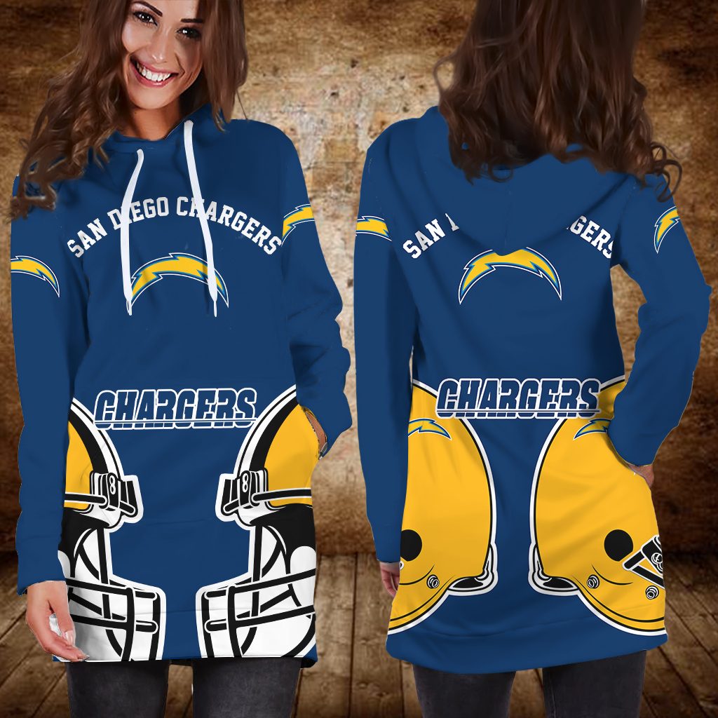 football Los Angeles Chargers Dark Blue Women Hoodie Dress