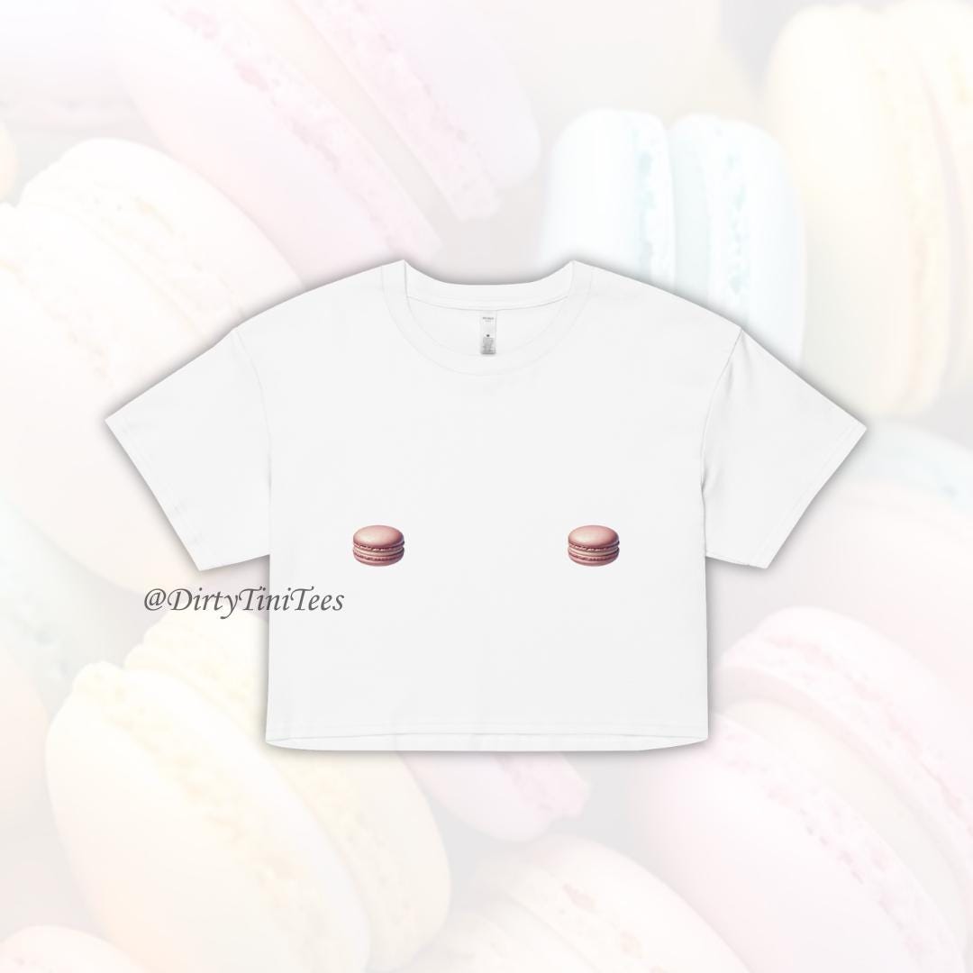 Pink Macaron Nips France Paris Fun Crop Top
