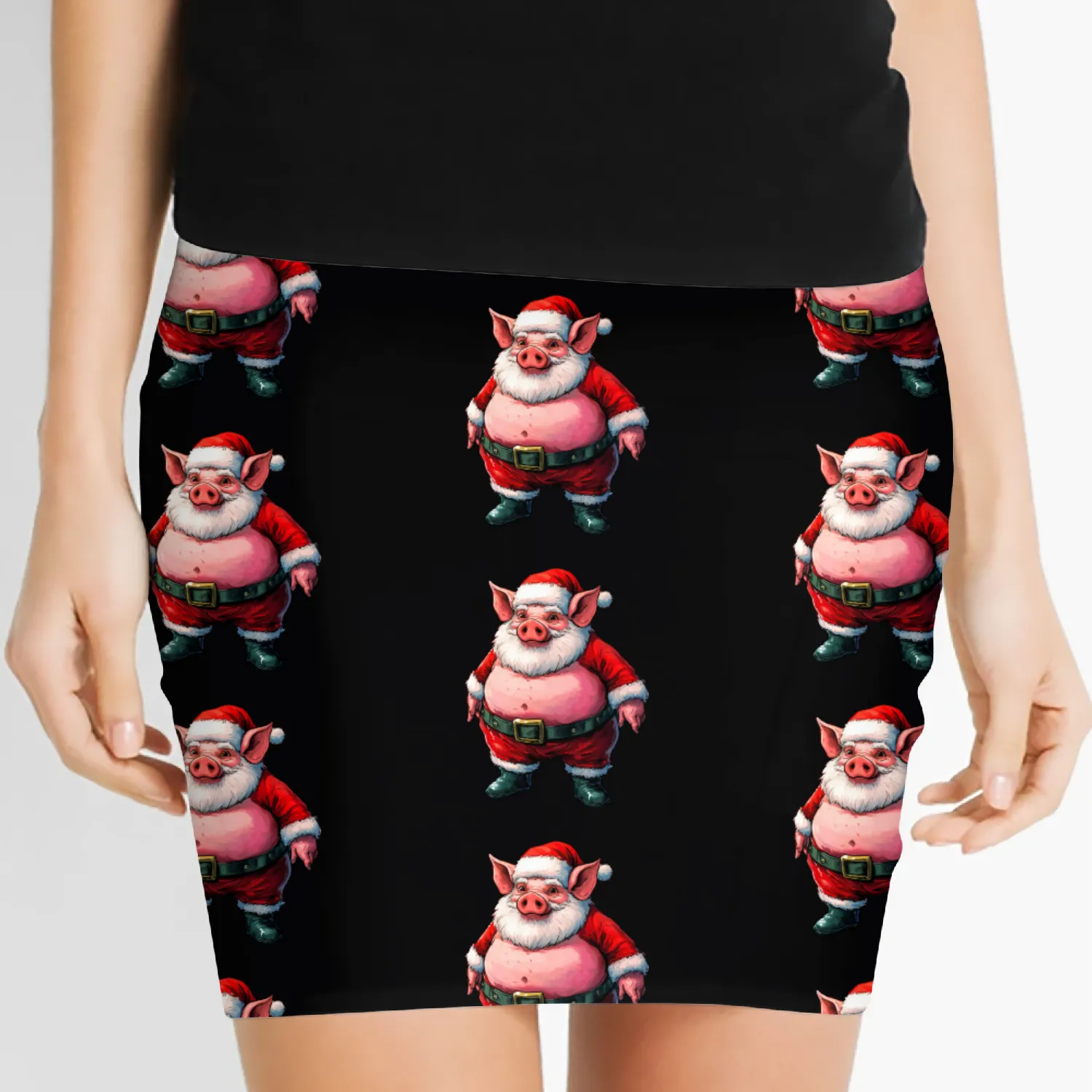 Christmas pig Women's Mini Skirts