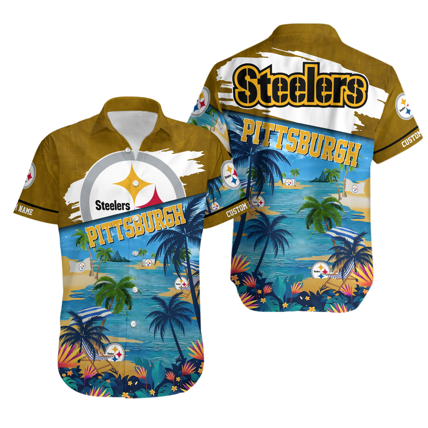 Pittsburgh Steeler Palm Tree Hot Summer Hawaiian Shirt Gifts Sport Fans