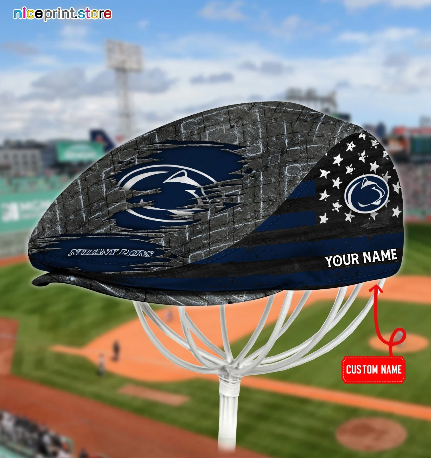 Penn State Nittany Team Lions Jeff Cap Newsboy Cap Flat Golf Hat for Men