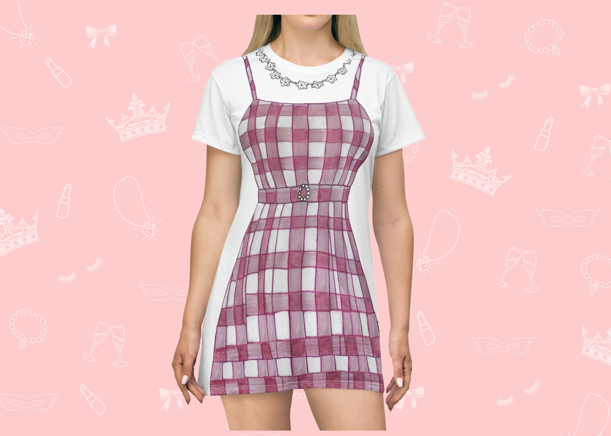 Gingham Picnic T-shirt Dress | Easy Costume, Fun Loungewear, Unique Gift