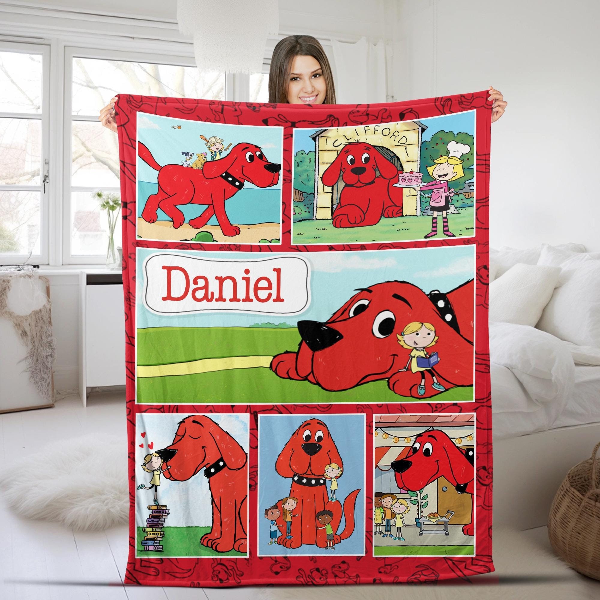 Custom Clifford the Big Red Dog Blanket, Clifford Blanket, Clifford the Big Red Dog Birthday Gifts, Christmas Gifts