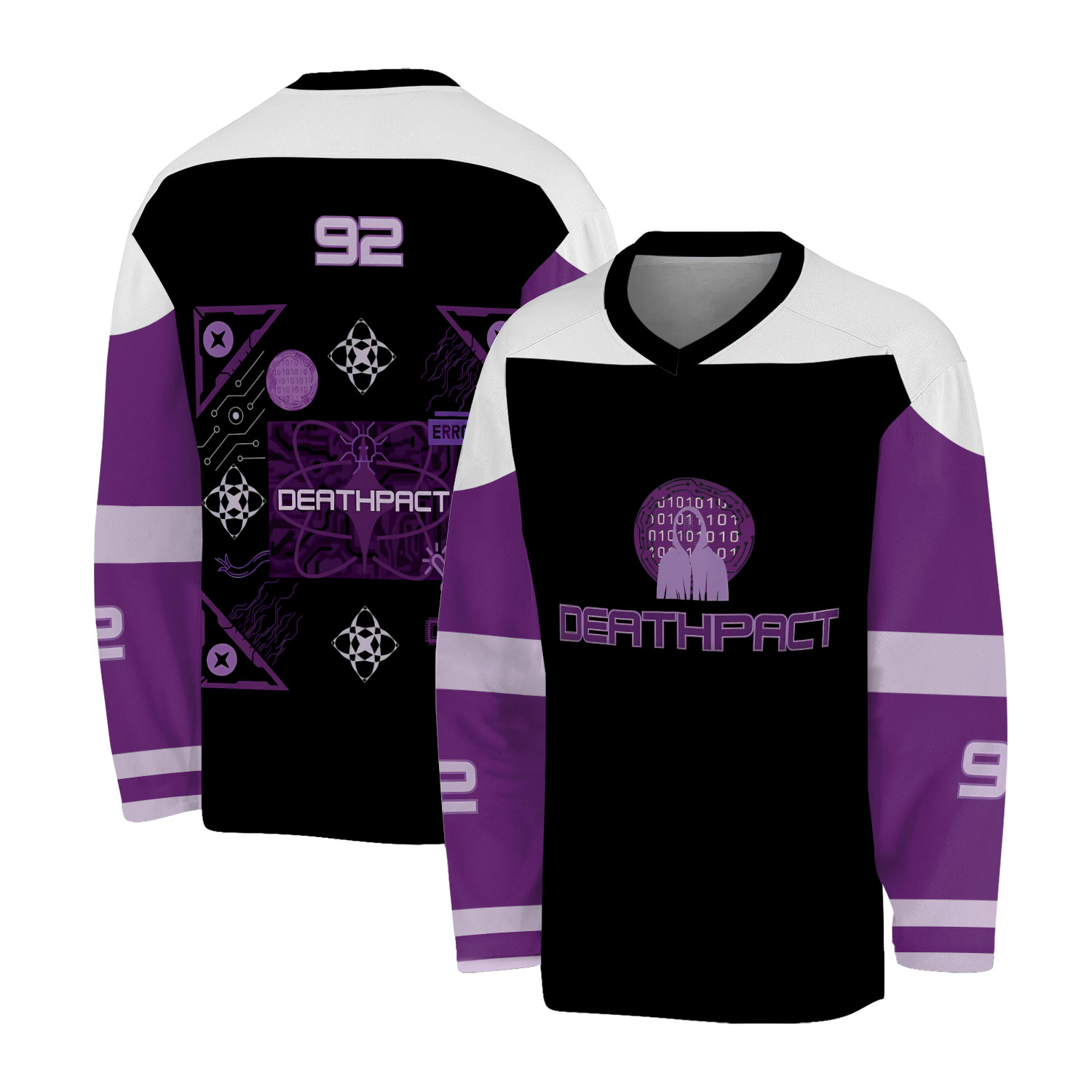 Deathpact Customizable EDM Rave Hockey Jersey Pick Your Number Purple Festival All Seaons Electronic Music Top