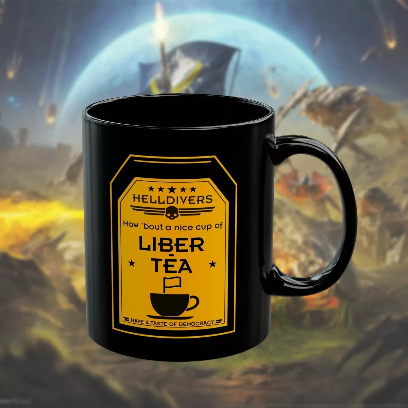 Helldivers 2 Black Mug - Nice Cup of Liber-Tea Gift for Him or Her
