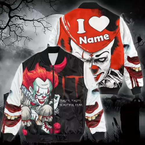 Personalized Pennywise Clown Tasty Tasty Beautiful Fear Bomber Jacket