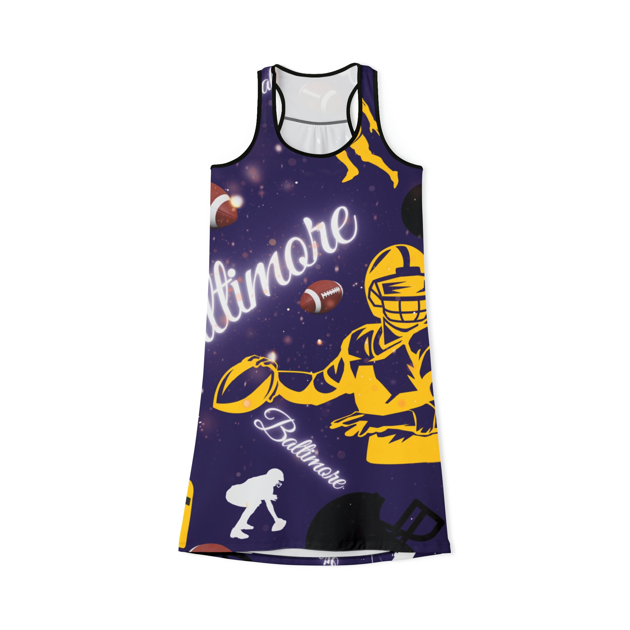Baltimore Football Print Women's Racerback Dress Jersey Knit Dress Ladies Dresses Gifts for Her