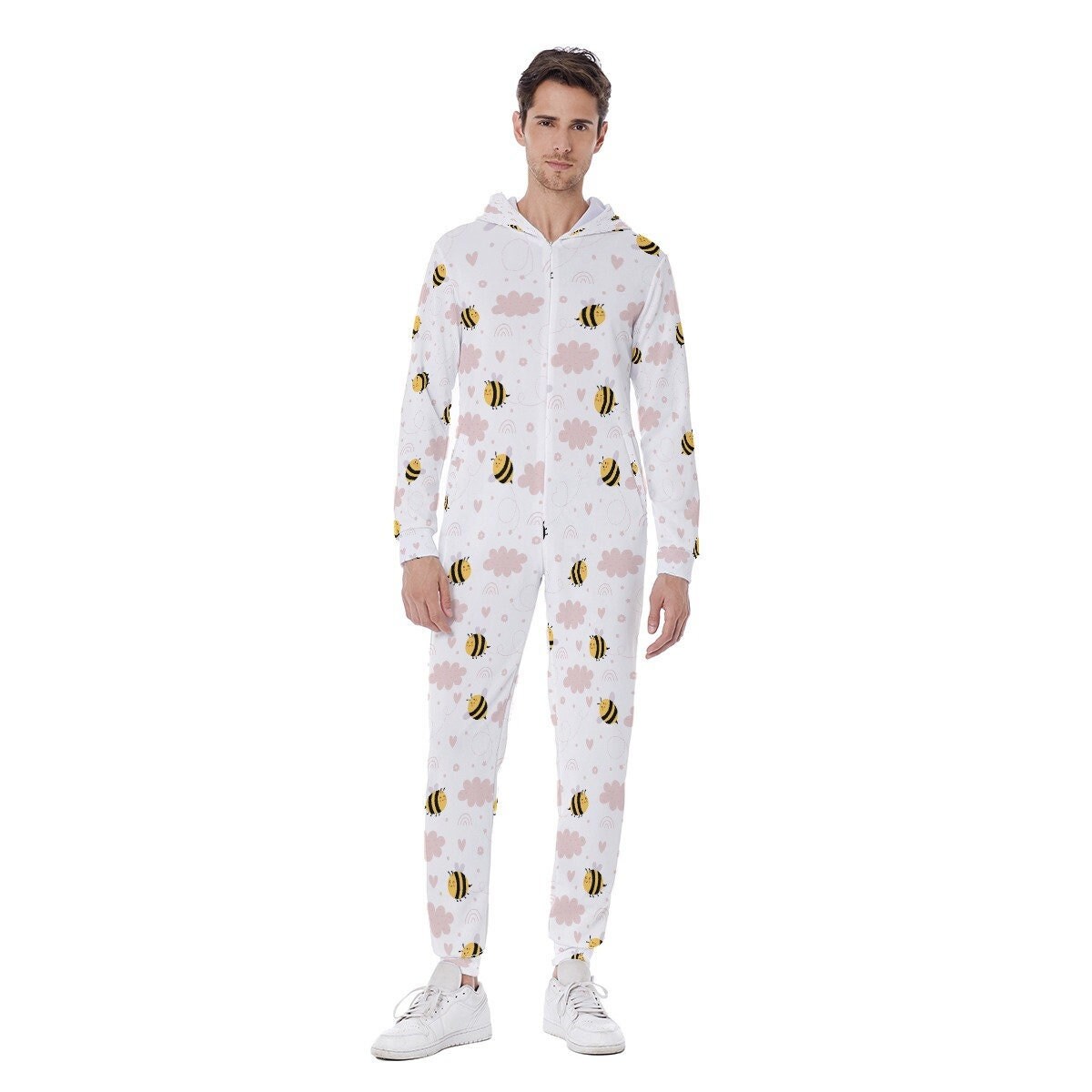 Bee Men's Hooded Jumpsuit, Pajamas Winter Warm