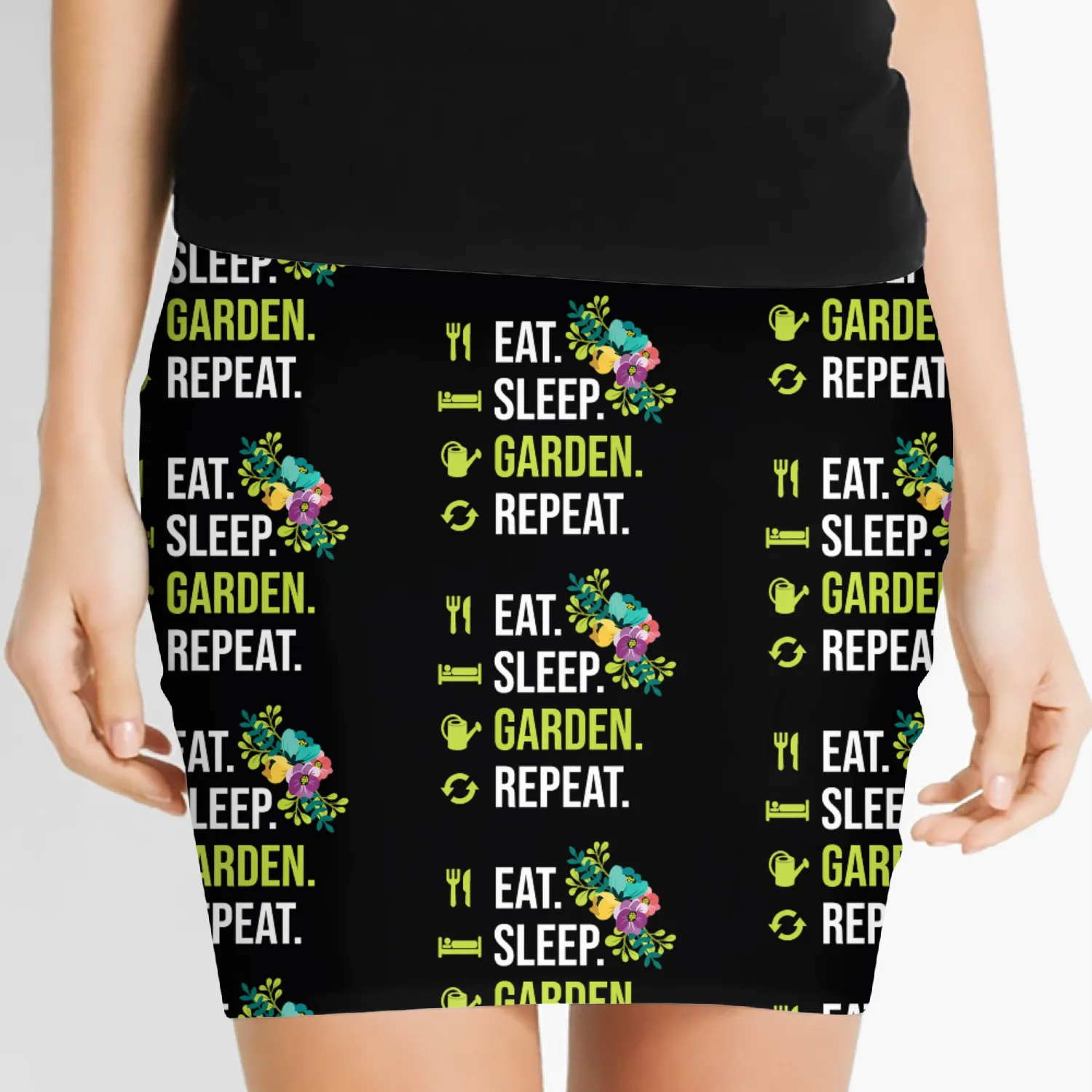 Eat Sleep Garden Repeat Gardener Gardening Women's Mini Skirts